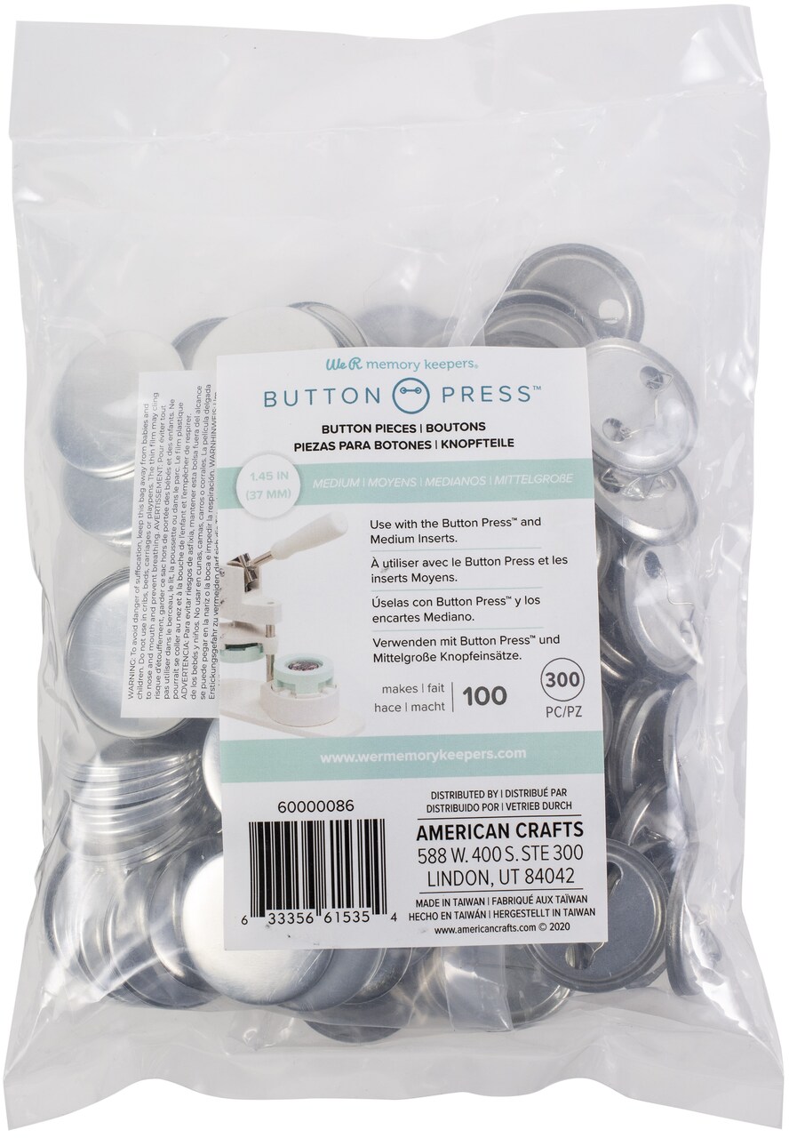 We R Button Press Bulk Refill Pack 100/Pkg-Medium (37mm)